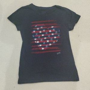 Patriotic American Flag Heart, red, white, and blue shirt
